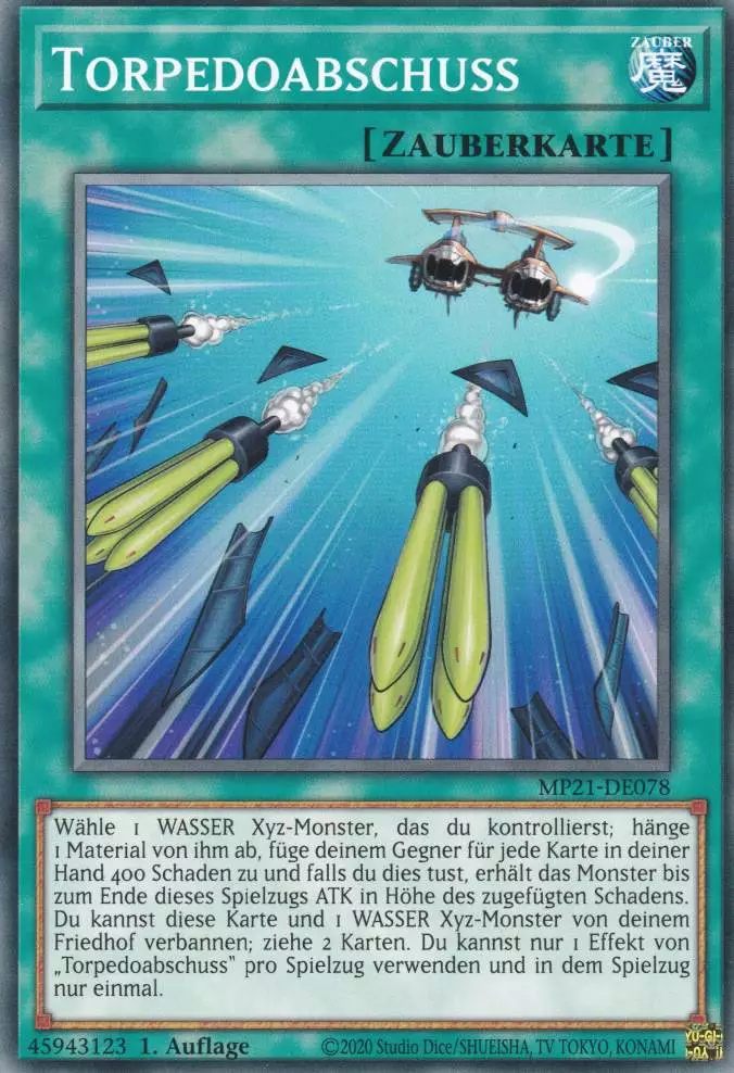 Torpedoabschuss MP21-DE078 ist in Common Yu-Gi-Oh Karte aus Tin of Ancient Battles 1.Auflage