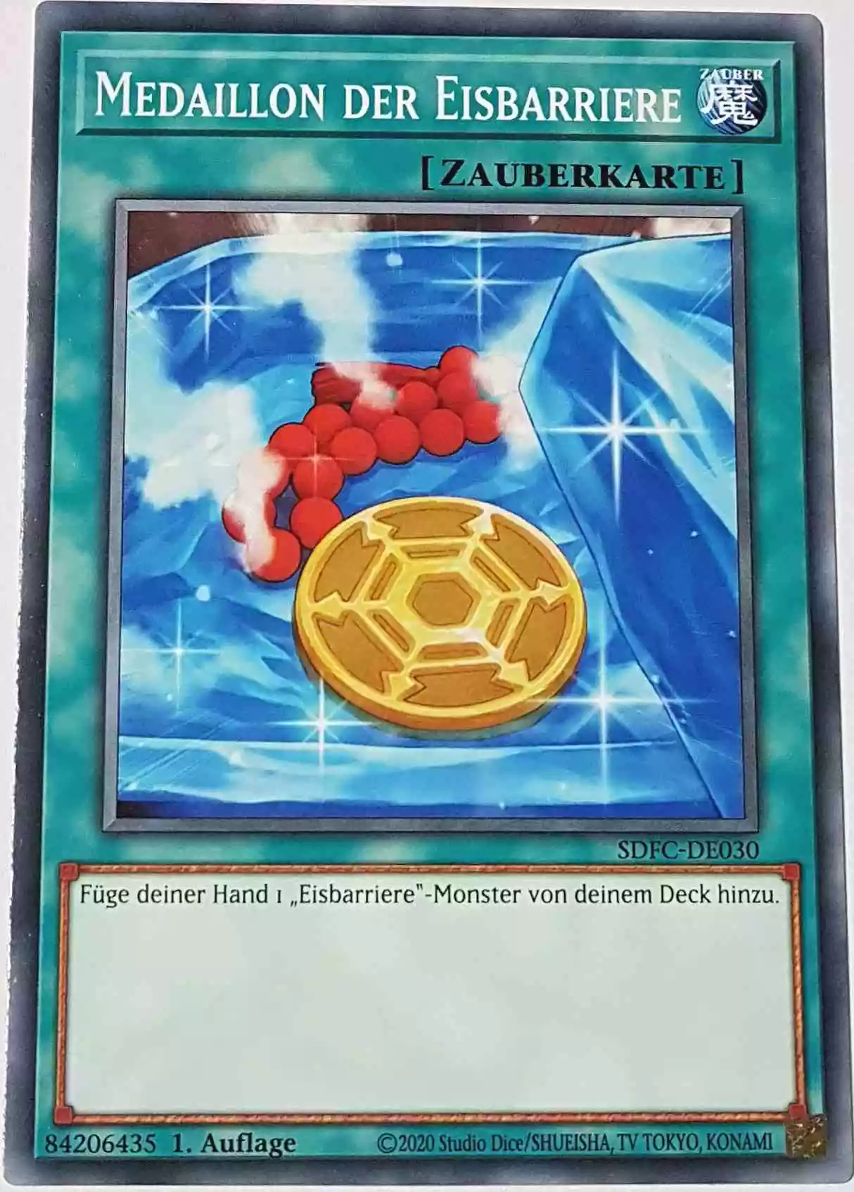 Medaillon der Eisbarriere SDFC-DE030 ist in Common Yu-Gi-Oh Karte aus Freezing Chains 1.Auflage