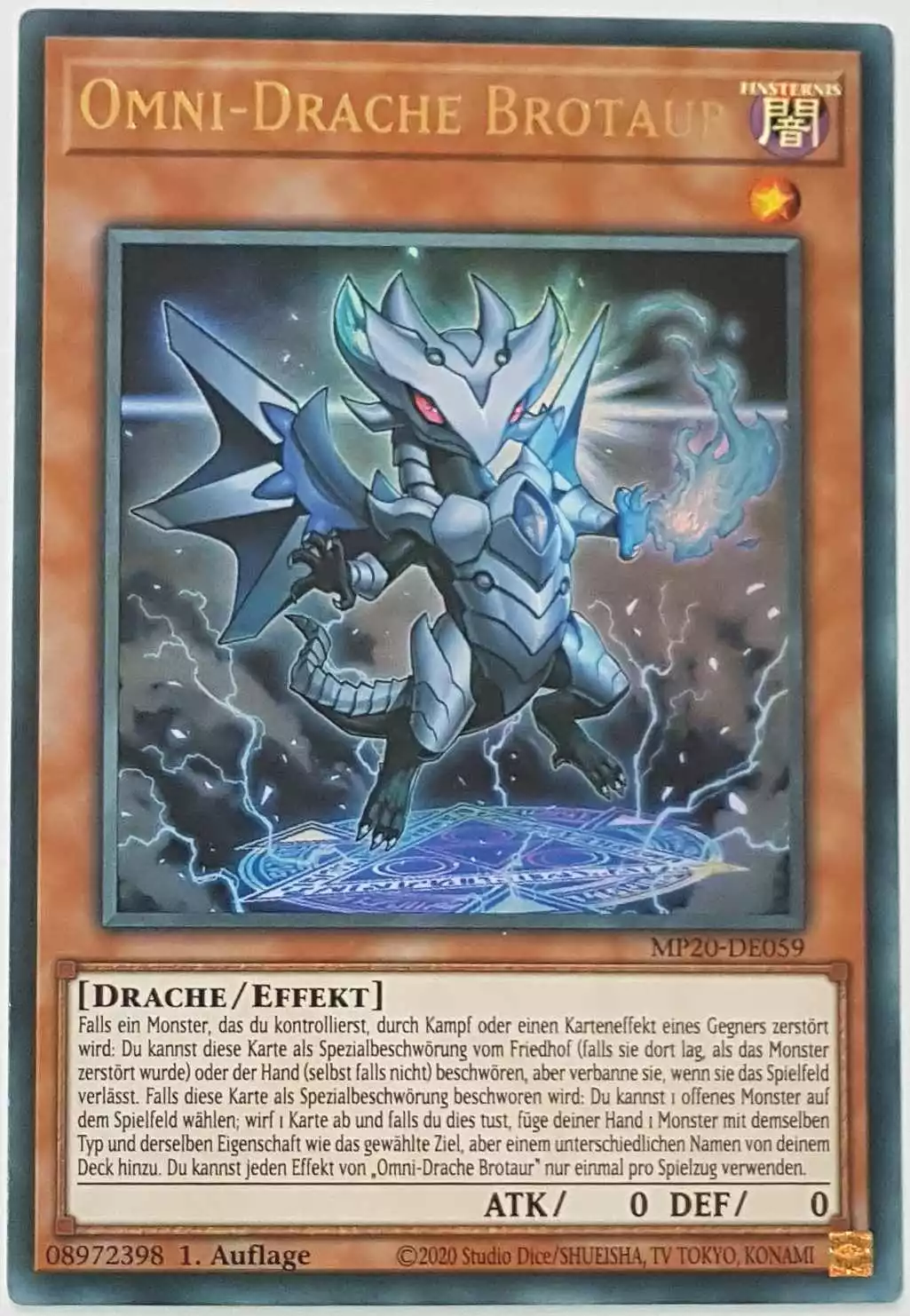 Omni-Drache Brotaur MP20-DE059 ist in Ultra Rare Yu-Gi-Oh Karte aus 2020 Tin of Lost Memories 1.Auflage