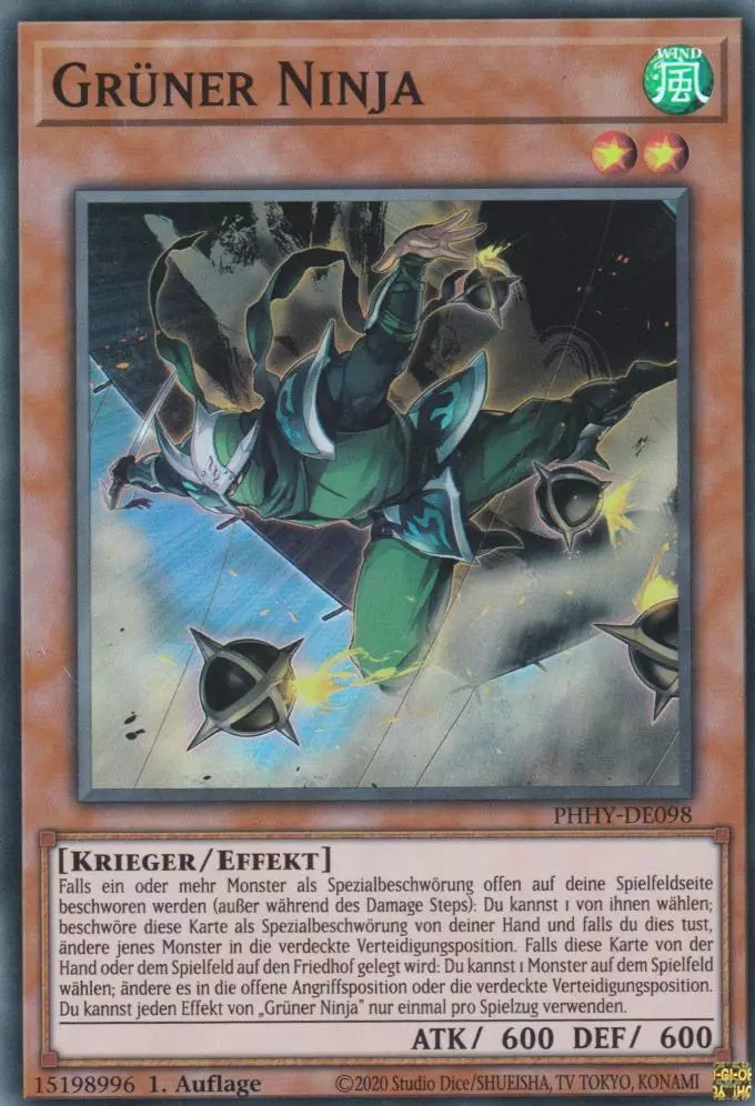 Grüner Ninja PHHY-DE098 ist in Super Rare Yu-Gi-Oh Karte aus Photon Hypernova 1.Auflage