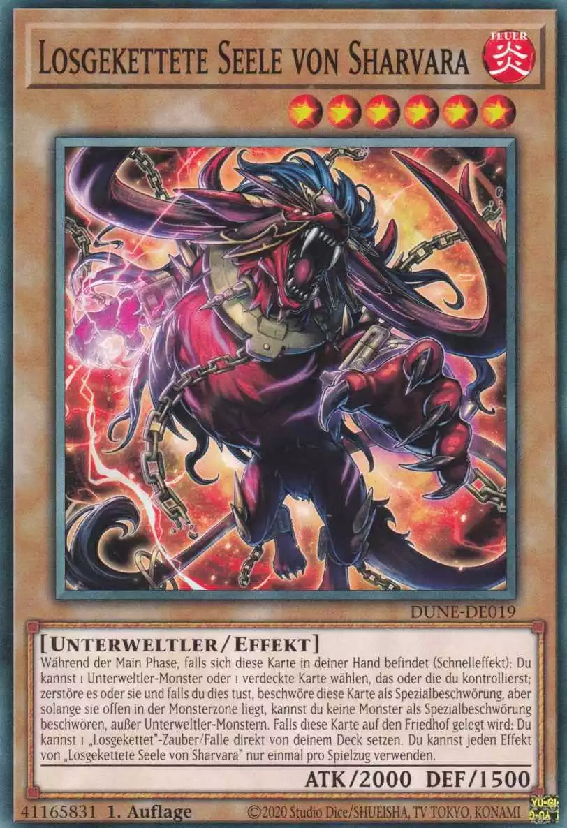 Losgekettete Seele von Sharvara DUNE-DE019 ist in Common Yu-Gi-Oh Karte aus Duelist Nexus 1.Auflage