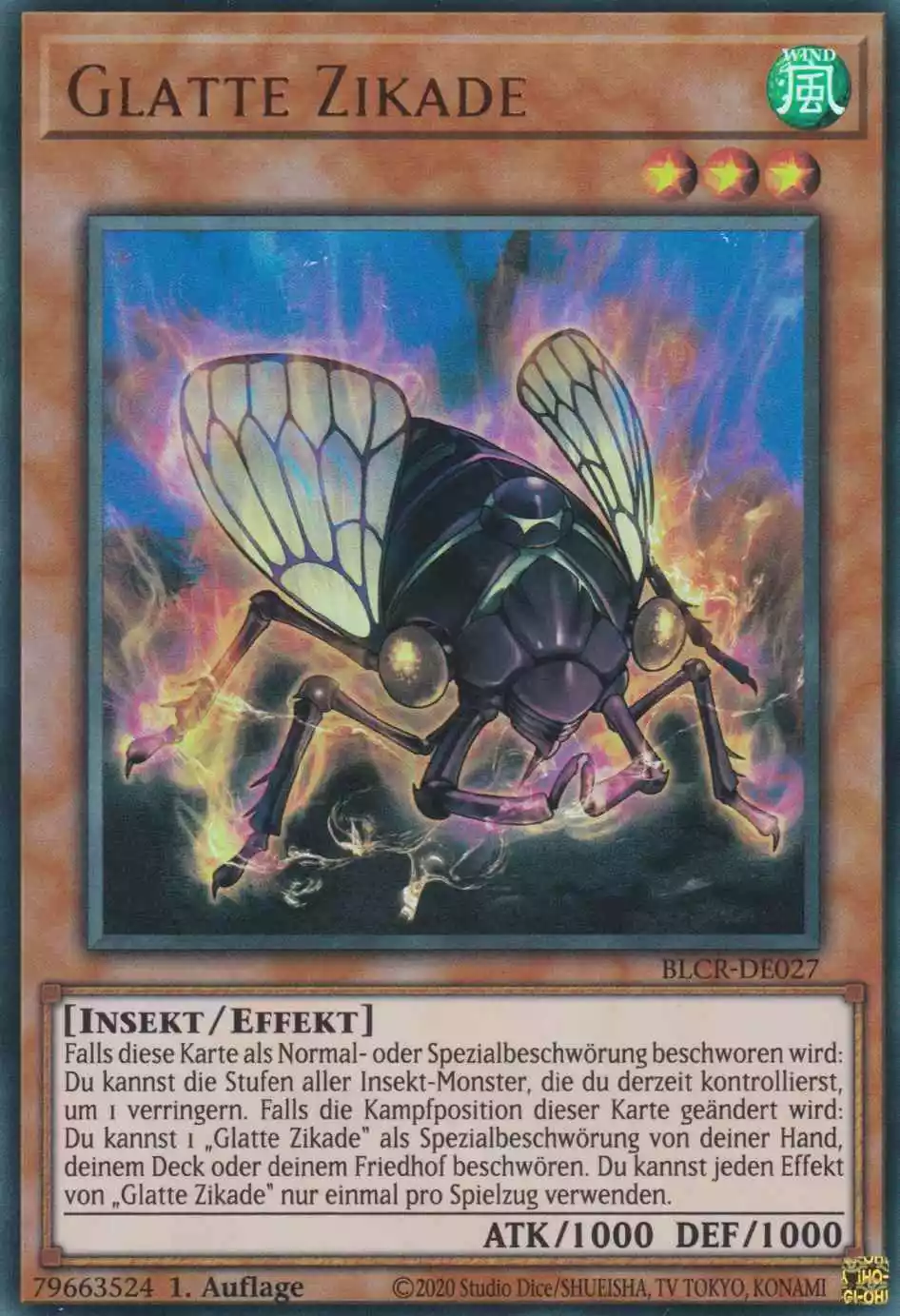 Glatte Zikade BLCR-DE027 ist in Ultra Rare Yu-Gi-Oh Karte aus Battles of Legend Crystal Revenge 1.Auflage