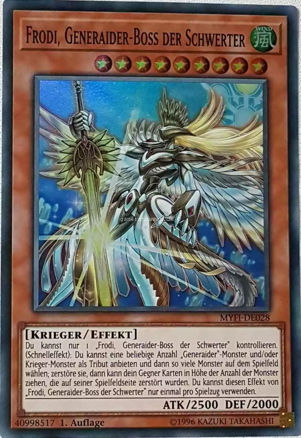 Frodi, Generaider-Boss der Schwerter MYFI-DE028 ist in Super Rare aus Mystic Fighters 1.Auflage