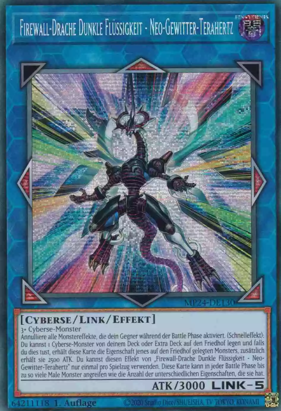 Firewall-Drache Dunkle Flüssigkeit - Neo-Gewitter-Terahertz MP24-DE130 ist in Prismatic Secret Rare Yu-Gi-Oh Karte aus 25th Anniversary Tin Dueling Mirrors 1.Auflage