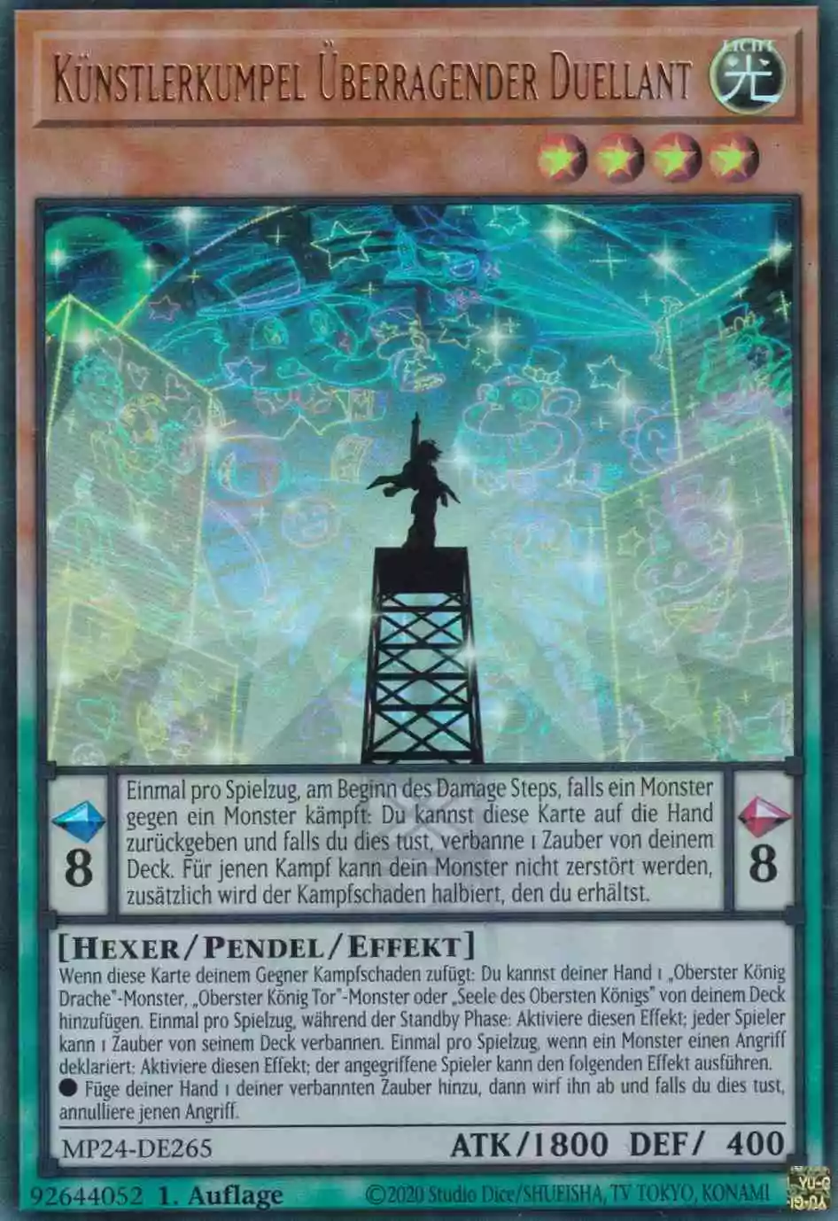 Künstlerkumpel Überragender Duellant Ultra Rare MP24-DE265 Yugioh Karte Künstlerkumpel Überragender Duellant MP24-DE265 ist in Ultra Rare Yu-Gi-Oh Karte aus 25th Anniversary Tin Dueling Mirrors 1.Auflage