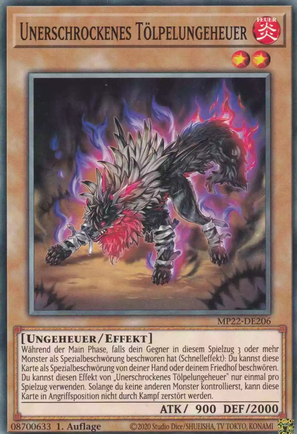 Unerschrockenes Tölpelungeheuer MP22-DE206 ist in Common Yu-Gi-Oh Karte aus Tin of the Pharaoh’s Gods 1.Auflage