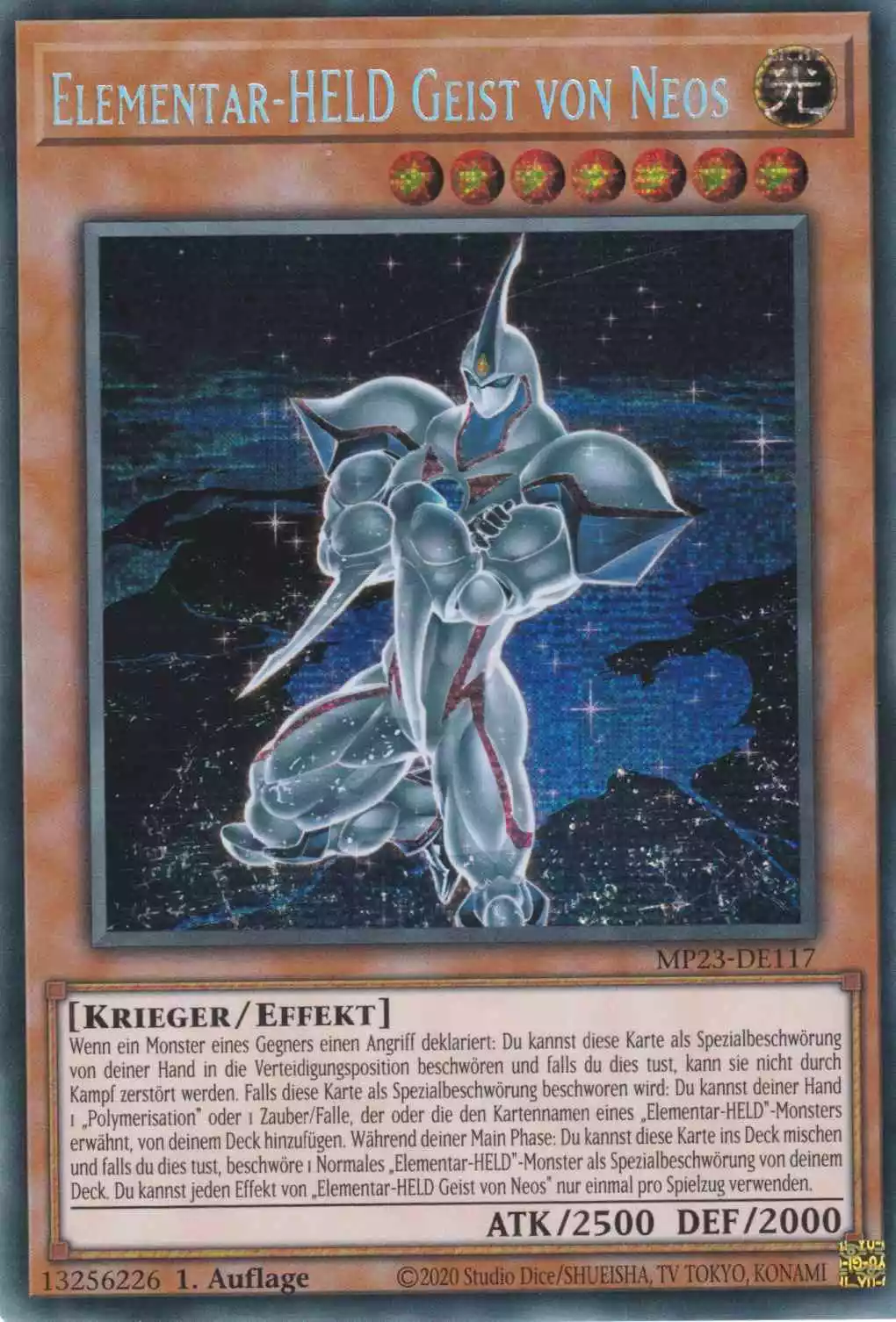 Elementar-HELD Geist von Neos MP23-DE117 ist in Prismatic Secret Rare Yu-Gi-Oh Karte aus 25th Anniversary Tin Dueling Heroes 1.Auflage
