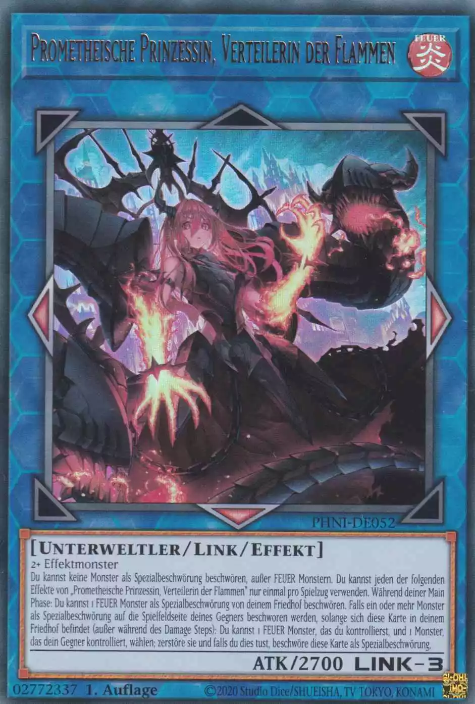 Prometheische Prinzessin, Verteilerin der Flammen PHNI-DE052 ist in Ultra Rare Yu-Gi-Oh Karte aus Phantom Nightmare 1.Auflage