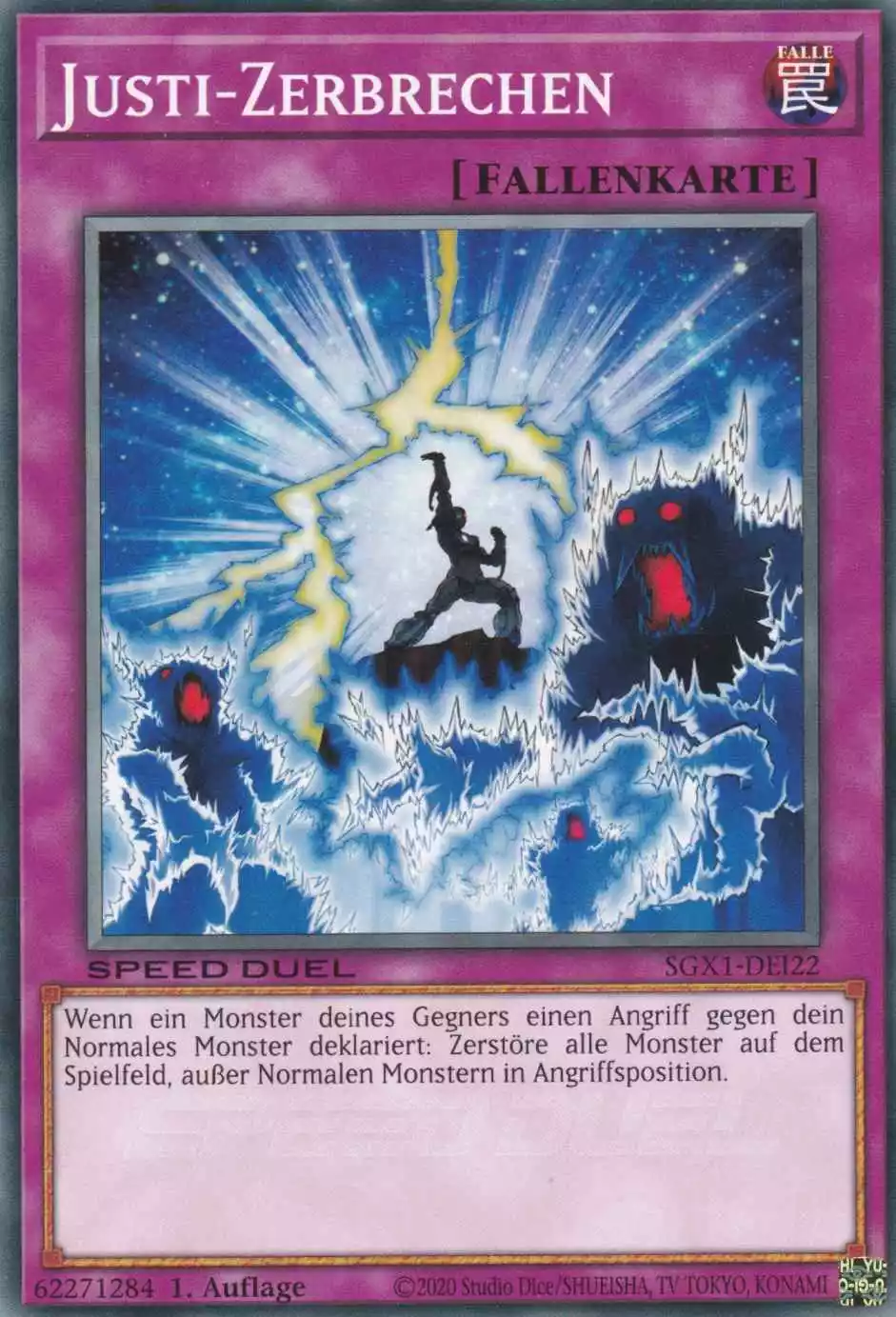 Justi-Zerbrechen SGX1-DEI22 ist in Common Yu-Gi-Oh Karte aus Speed Duel GX Duel Academy Box 1.Auflage