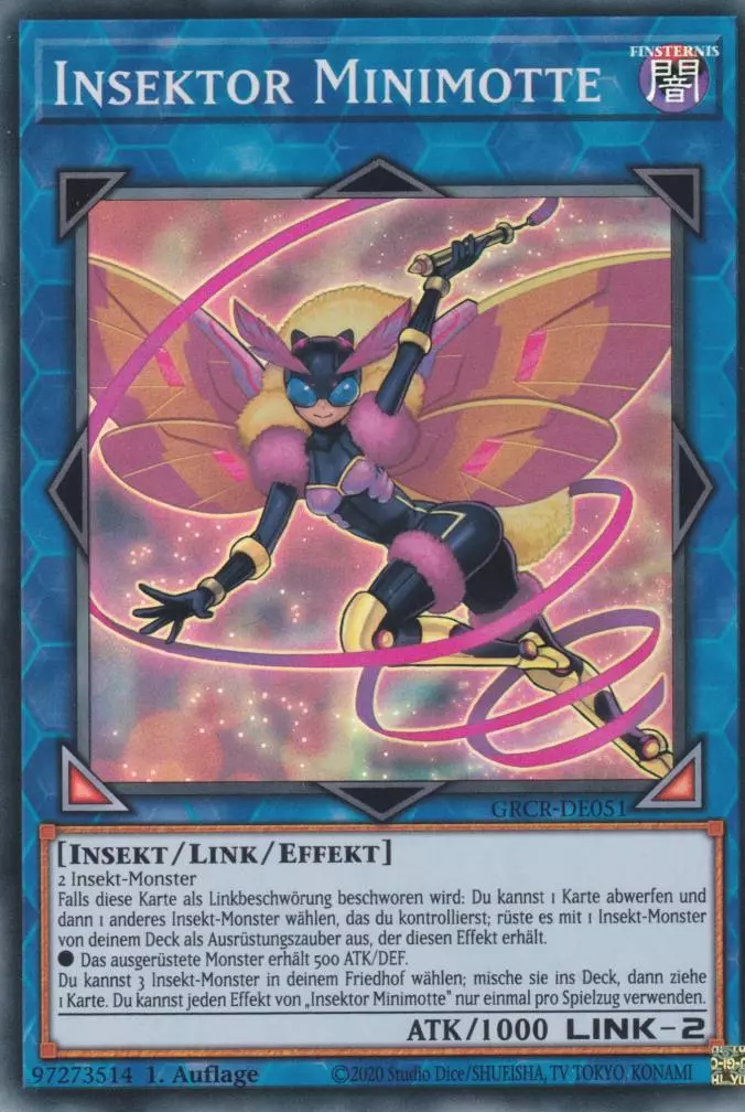 Insektor Minimotte GRCR-DE051 ist in Super Rare Yu-Gi-Oh Karte aus The Grand Creators 1.Auflage