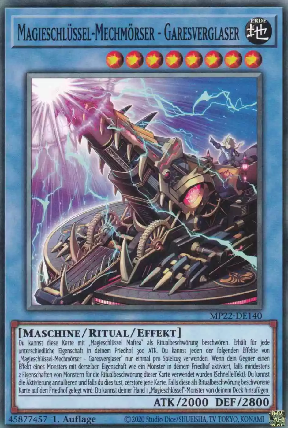 Magieschlüssel-Mechmörser - Garesverglaser MP22-DE140 ist in Common Yu-Gi-Oh Karte aus Tin of the Pharaoh’s Gods 1.Auflage