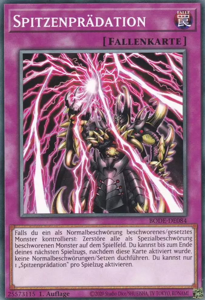 Spitzenprädation BODE-DE084 ist in Common Yu-Gi-Oh Karte aus Burst of Destiny 1.Auflage