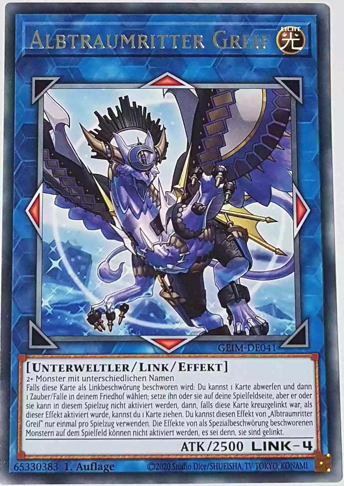 Albtraumritter Greif GEIM-DE041 ist in Rare Yu-Gi-Oh Karte aus Genesis Impact 1. Auflage