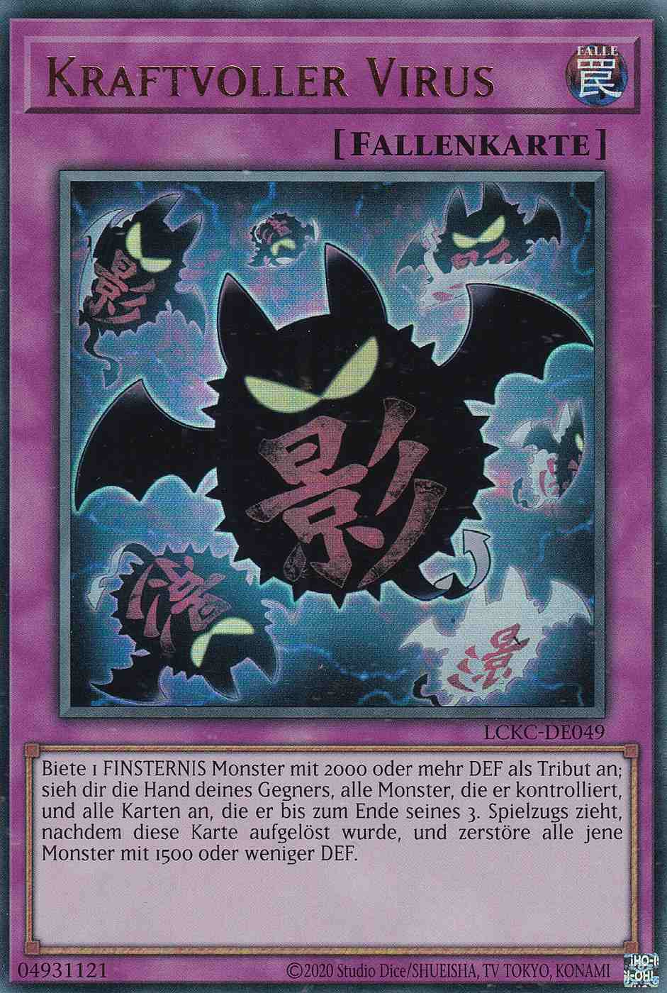 Kraftvoller Virus Ultra Rare LCKC-DE049 Yugioh Karte Kraftvoller Virus LCKC-DE049 ist in Ultra Rare Yu-Gi-Oh Karte aus Legendary Collection Kaiba unlimitiert