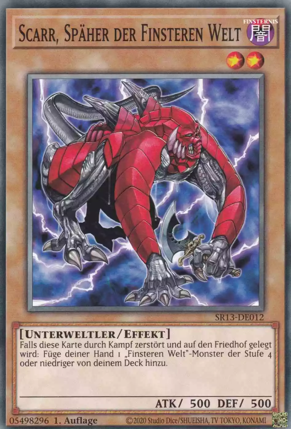 Scarr, Späher der Finsteren Welt SR13-DE012 ist in Common Yu-Gi-Oh Karte aus Dark World 1.Auflage