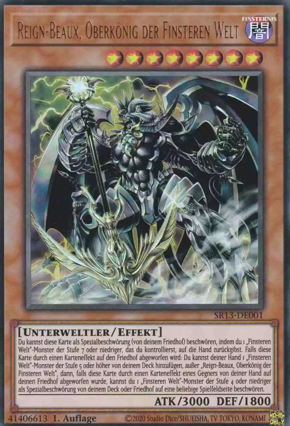 Reign-Beaux, Oberkönig der Finsteren Welt SR13-DE001 ist in Ultra Rare Yu-Gi-Oh Karte aus Dark World 1.Auflage