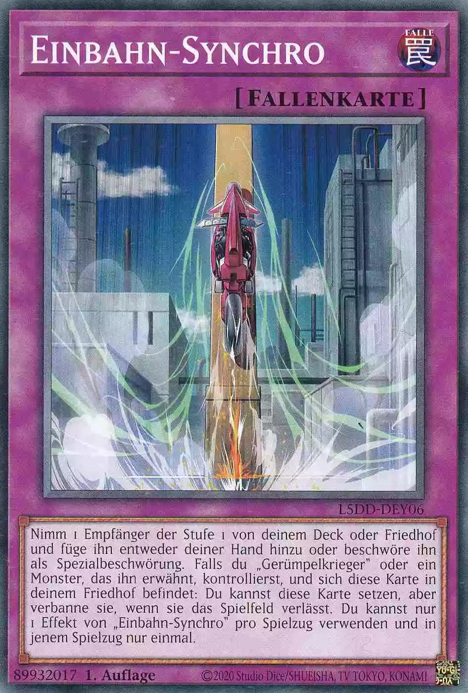 Einbahn-Synchro L5DD-DEY06 ist in Common Yu-Gi-Oh Karte aus Legendary 5D’s Decks 1.Auflage