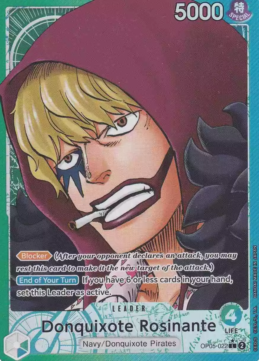 Donquixote Rosinante OP05-022 ist in Leader. Die One Piece Karte ist aus Awakening of the New Era in Parallel Alternative Art.