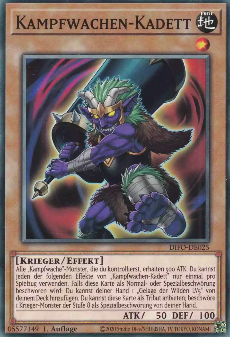 Kampfwachen-Kadett DIFO-DE025 ist in Common Yu-Gi-Oh Karte aus Dimension Force 1.Auflage