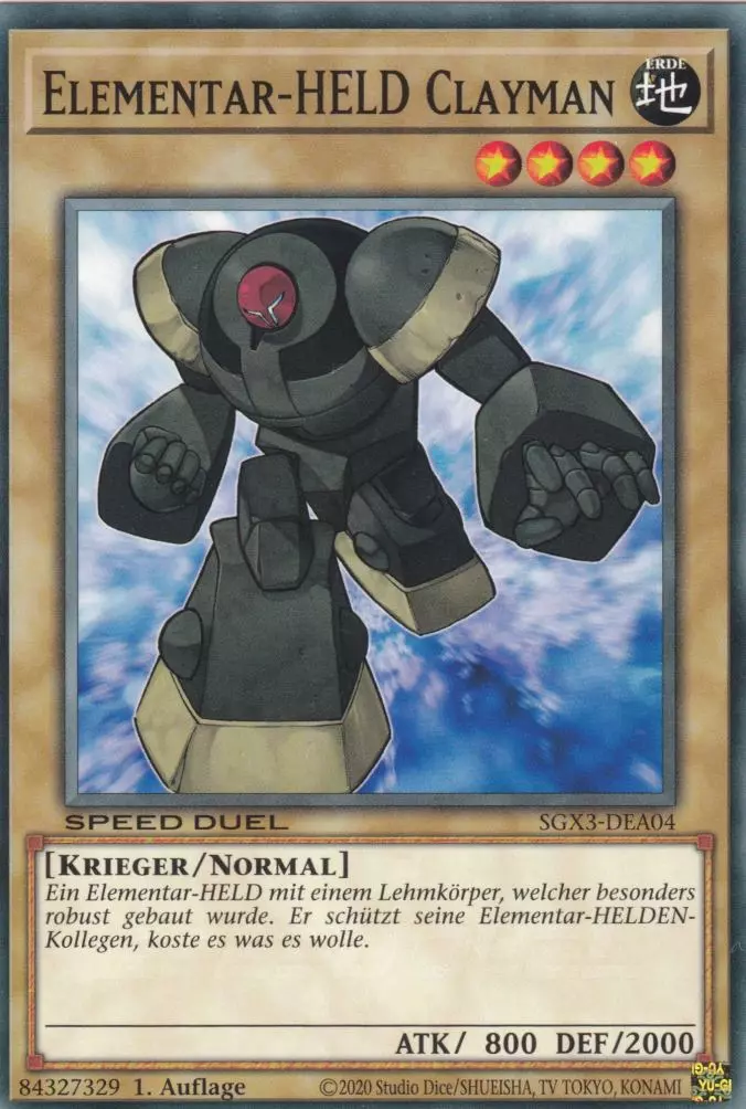 Elementar-HELD Clayman SGX3-DEA04 ist in Common Yu-Gi-Oh Karte aus Speed Duel GX: Duelists of Shadows 1.Auflage