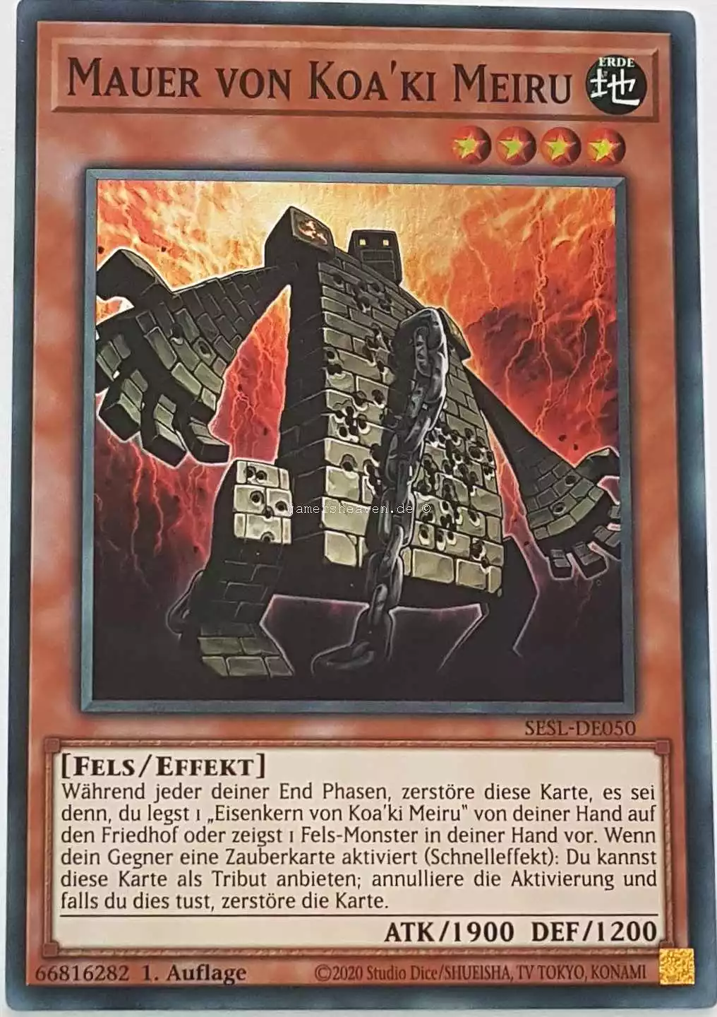 Mauer von Koa'ki Meiru SESL-DE050 ist in Super Rare Yu-Gi-Oh Karte aus Secret Slayers 1.Auflage