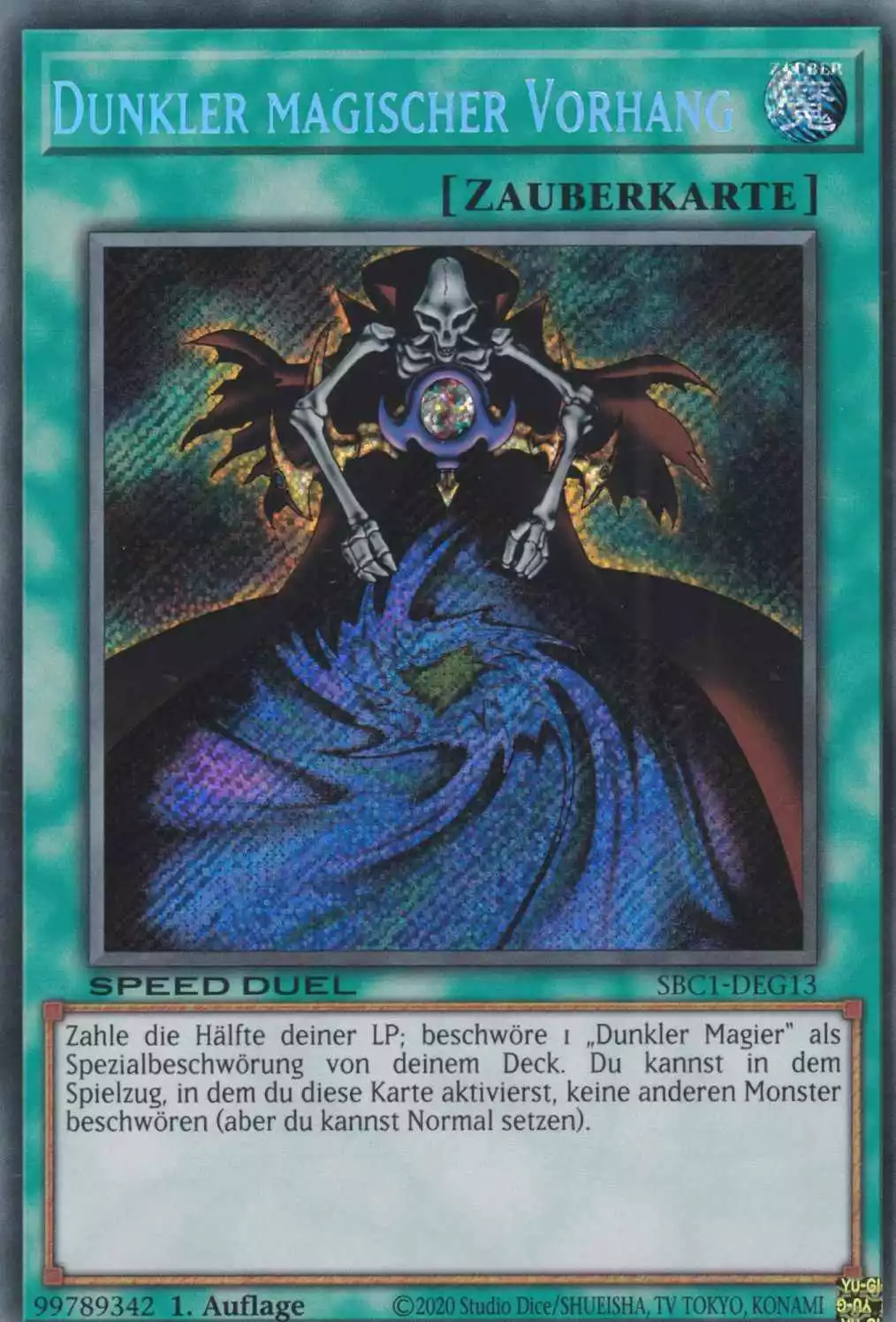 Dunkler magischer Vorhang SBC1-DEG13 ist in Secret Rare Yu-Gi-Oh Karte aus Streets of Battle City 1.Auflage