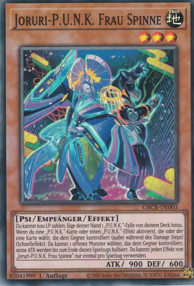 grcr-de003-joruri-p-u-n-k-frau-spinne-super-rare-the-grand-creators Joruri-P.U.N.K. Frau Spinne GRCR-DE003 ist in Super Rare Yu-Gi-Oh Karte aus The Grand Creators 1.Auflage