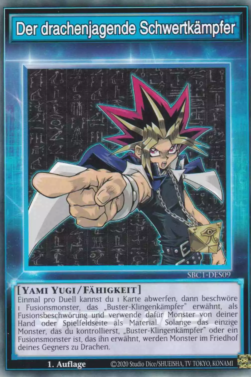 Der drachenjagende Schwertkämpfer SBC1-DES09 ist in Common Yu-Gi-Oh Karte aus Streets of Battle City 1.Auflage