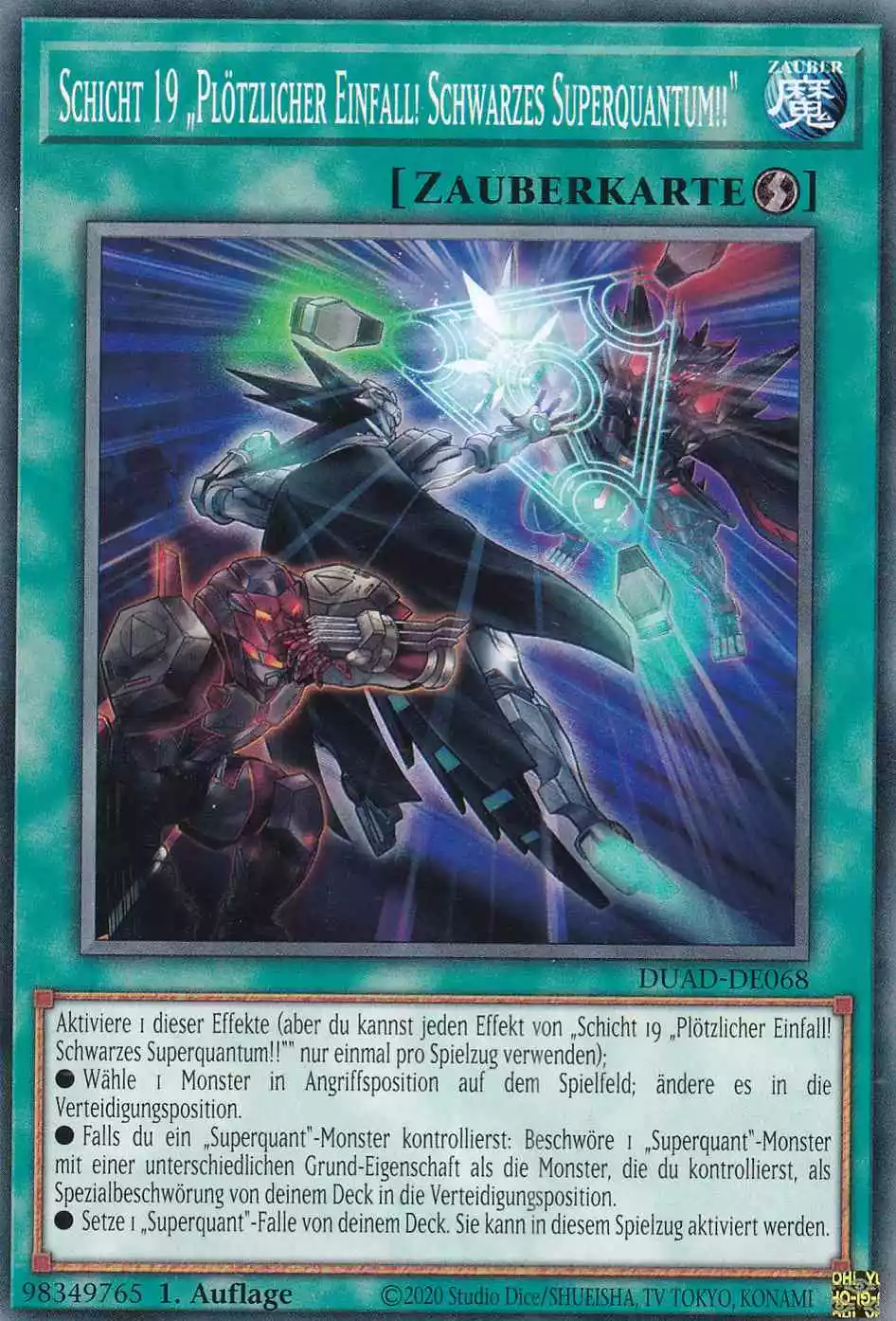 Schicht 19 „Plötzlicher Einfall! Schwarzes Superquantum!!“ DUAD-DE068 ist in Common Yu-Gi-Oh Karte aus Duelist’s Advance 1.Auflage