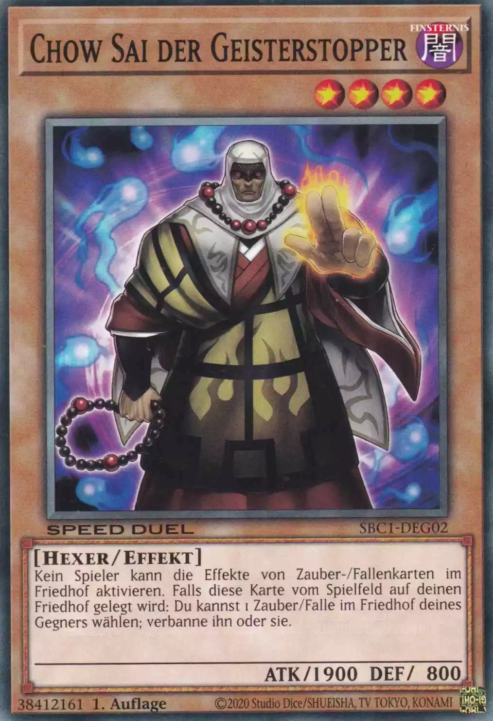 Chow Sai der Geisterstopper SBC1-DEG02 ist in Common Yu-Gi-Oh Karte aus Streets of Battle City 1.Auflage