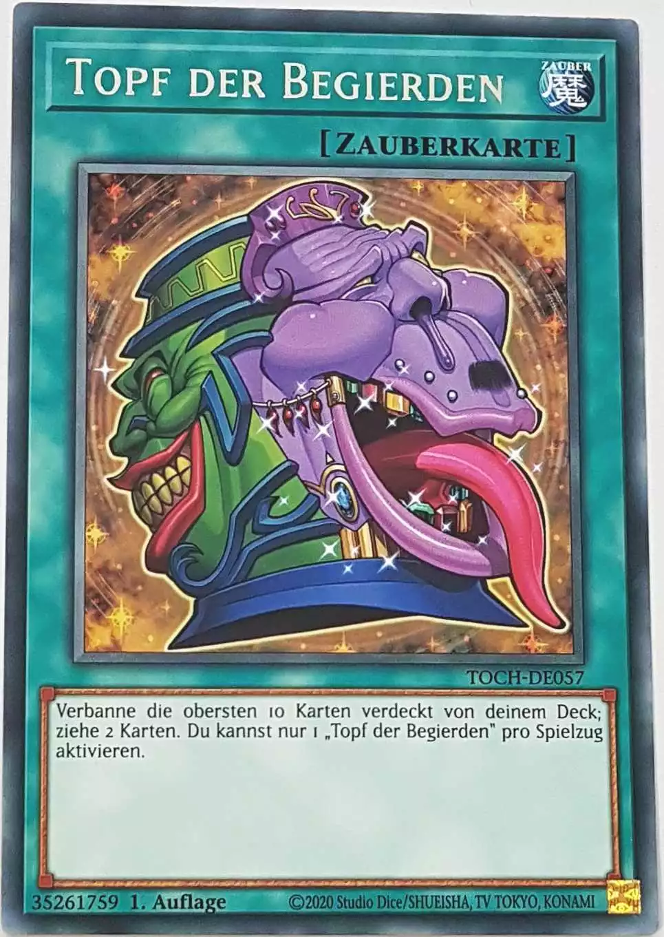 Topf der Begierden TOCH-DE057 ist in Rare Yu-Gi-Oh Karte aus Toon Chaos 1.Auflage