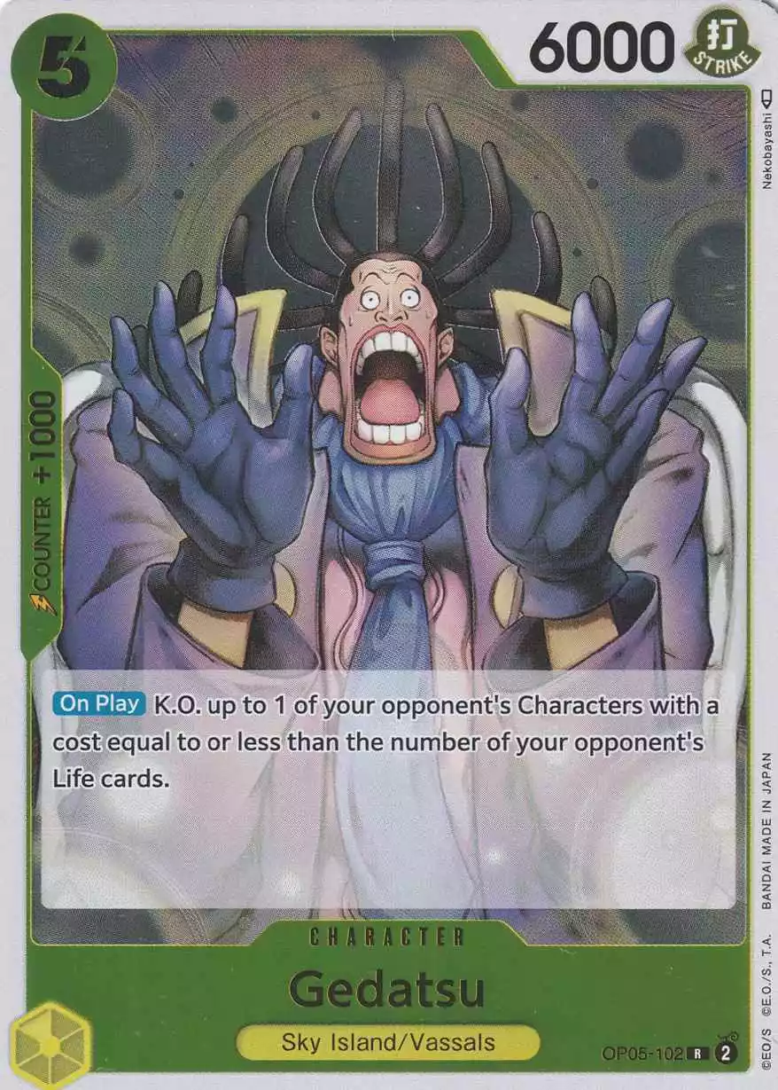 Gedatsu OP05-102 ist in Rare. Die One Piece Karte ist aus Awakening of the New Era in Normal Art.