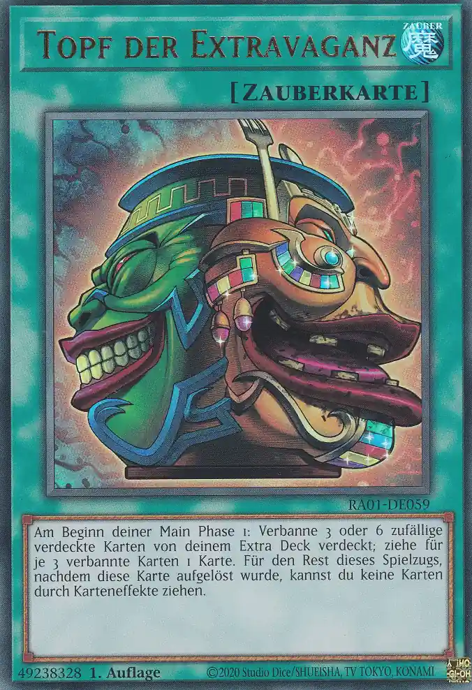 Topf der Extravaganz RA01-DE059 ist in Ultra Rare Yu-Gi-Oh Karte aus 25th Anniversary Rarity Collection 1.Auflage