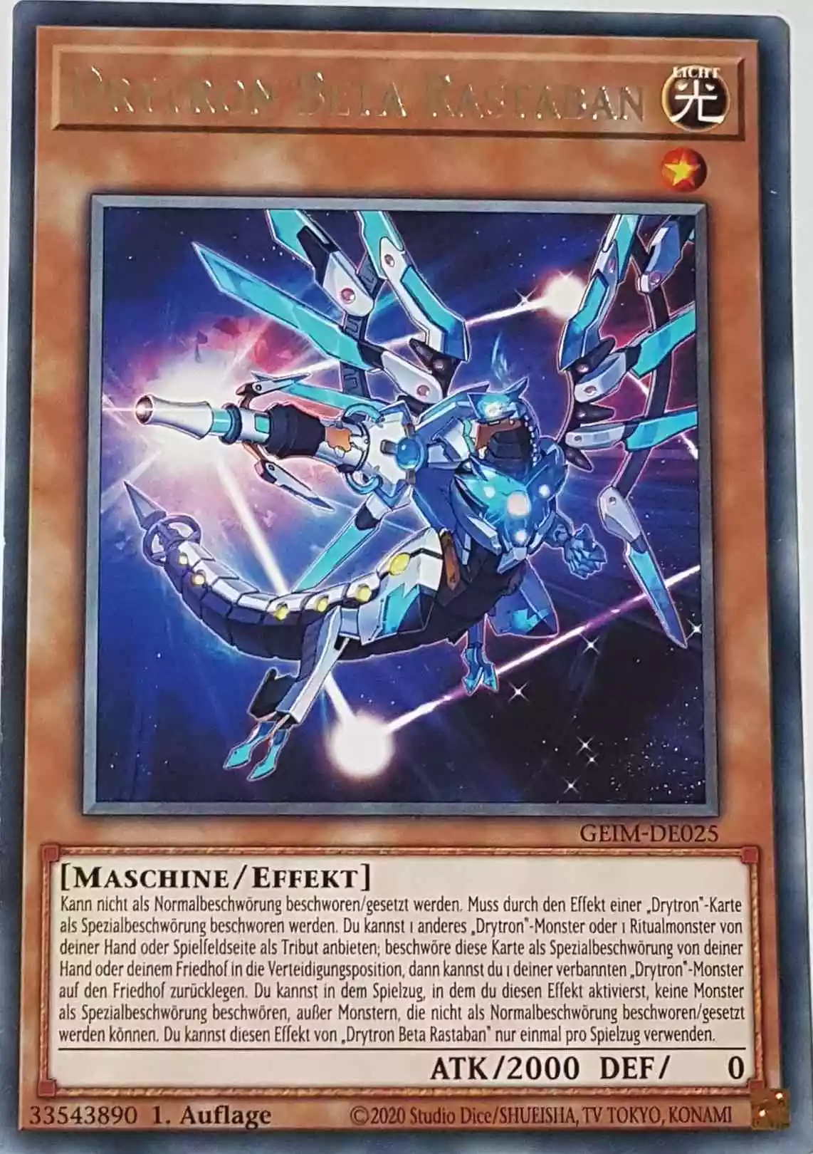 Drytron Beta Rastaban GEIM-DE025 ist in Rare Yu-Gi-Oh Karte aus Genesis Impact 1. Auflage