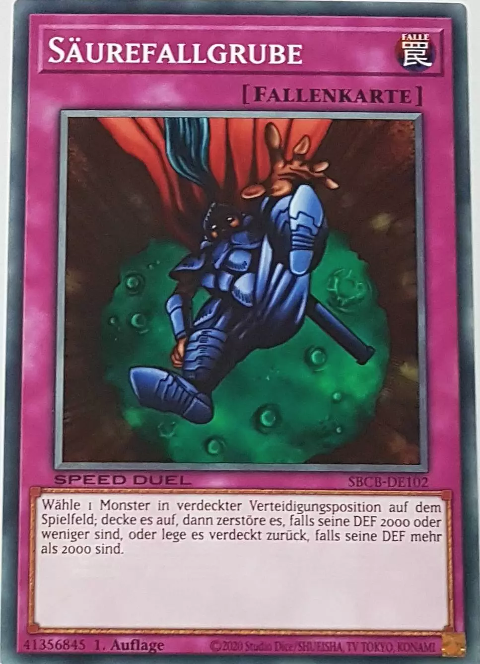 Säurefallgrube SBCB-DE102 ist in Common Yu-Gi-Oh Karte aus Speed Duel Battle City Box 1. Auflage