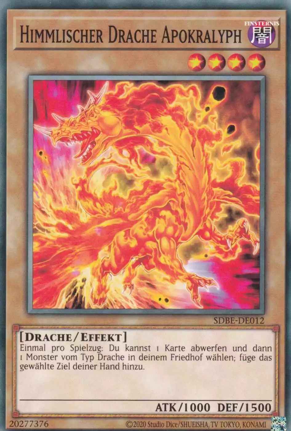 Himmlischer Drache Apokralyph SDBE-DE012 ist in Common Yu-Gi-Oh Karte aus Saga of Blue-Eyes White Dragon unlimitiert