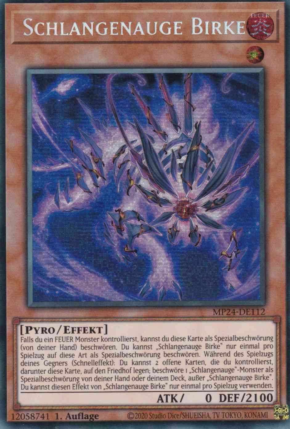 Schlangenauge Birke MP24-DE112 ist in Prismatic Secret Rare Yu-Gi-Oh Karte aus 25th Anniversary Tin Dueling Mirrors 1.Auflage