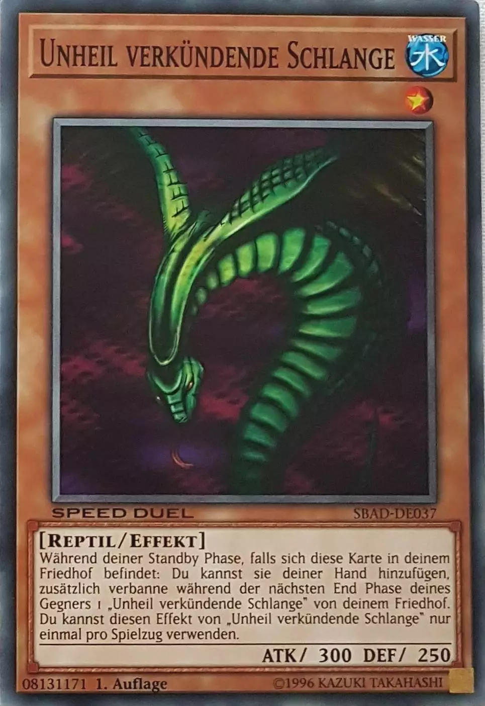 Unheil verkündende Schlange SBAD-DE037 ist in Common Yu-Gi-Oh Karte aus Speed Duel Attack from the Deep 1. Auflage