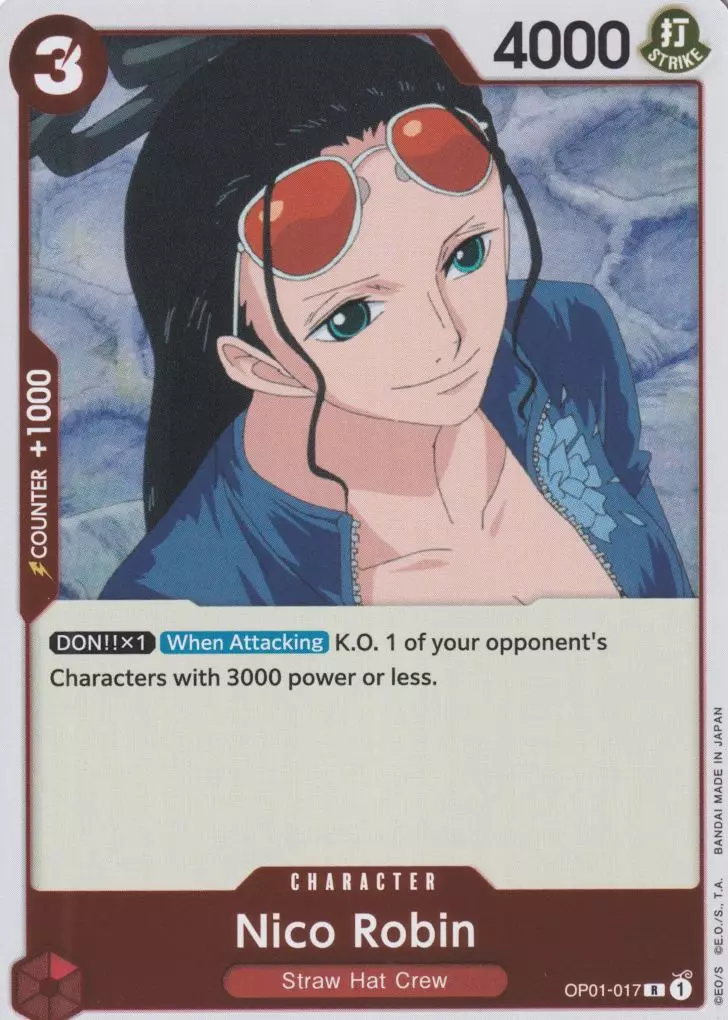 op01-017-nico-robin-rare-romance-dawn Nico Robin OP01-017 ist in Rare. Die One Piece Karte ist aus Romance Dawn in Normal Art.