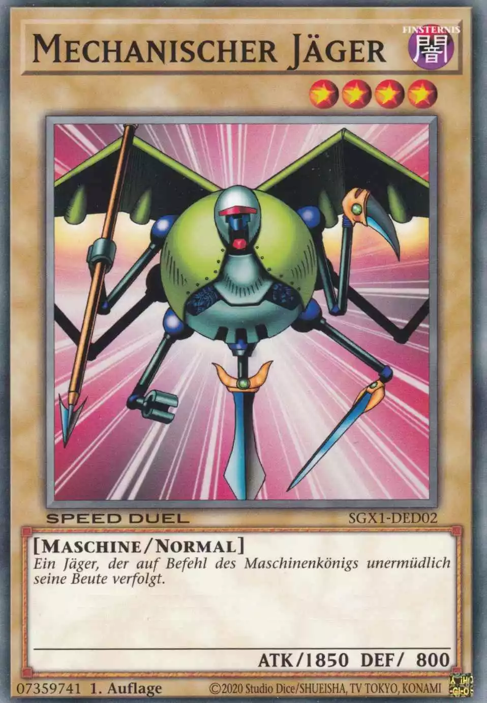 Mechanischer Jäger SGX1-DED02 ist in Common Yu-Gi-Oh Karte aus Speed Duel GX Duel Academy Box 1.Auflage
