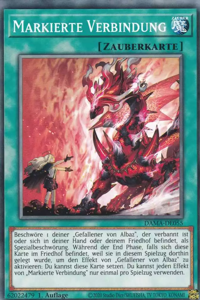 Markierte Verbindung DAMA-DE055 ist in Common Yu-Gi-Oh Karte aus Dawn of Majesty 1.Auflage