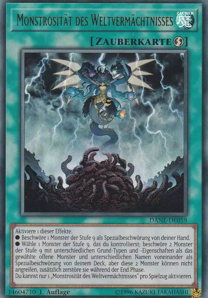 Monstrosität des Weltvermächtnisses DANE-DE059 ist in Ultra Rare Yu-Gi-Oh Karte aus Dark Neostorm 1.Auflage