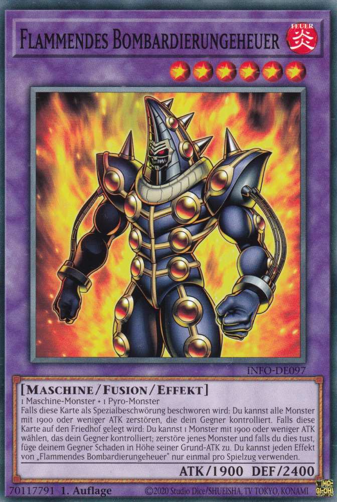 Flammendes Bombardierungeheuer INFO-DE097 ist in Common Yu-Gi-Oh Karte aus The Infinite Forbidden 1.Auflage