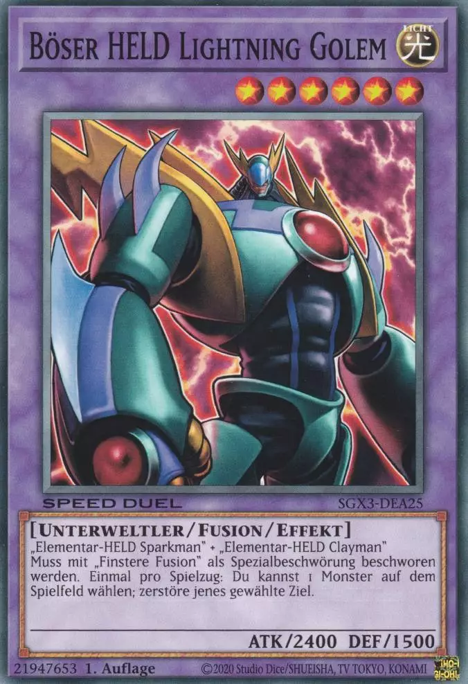 Böser HELD Lightning Golem SGX3-DEA25 ist in Common Yu-Gi-Oh Karte aus Speed Duel GX: Duelists of Shadows 1.Auflage