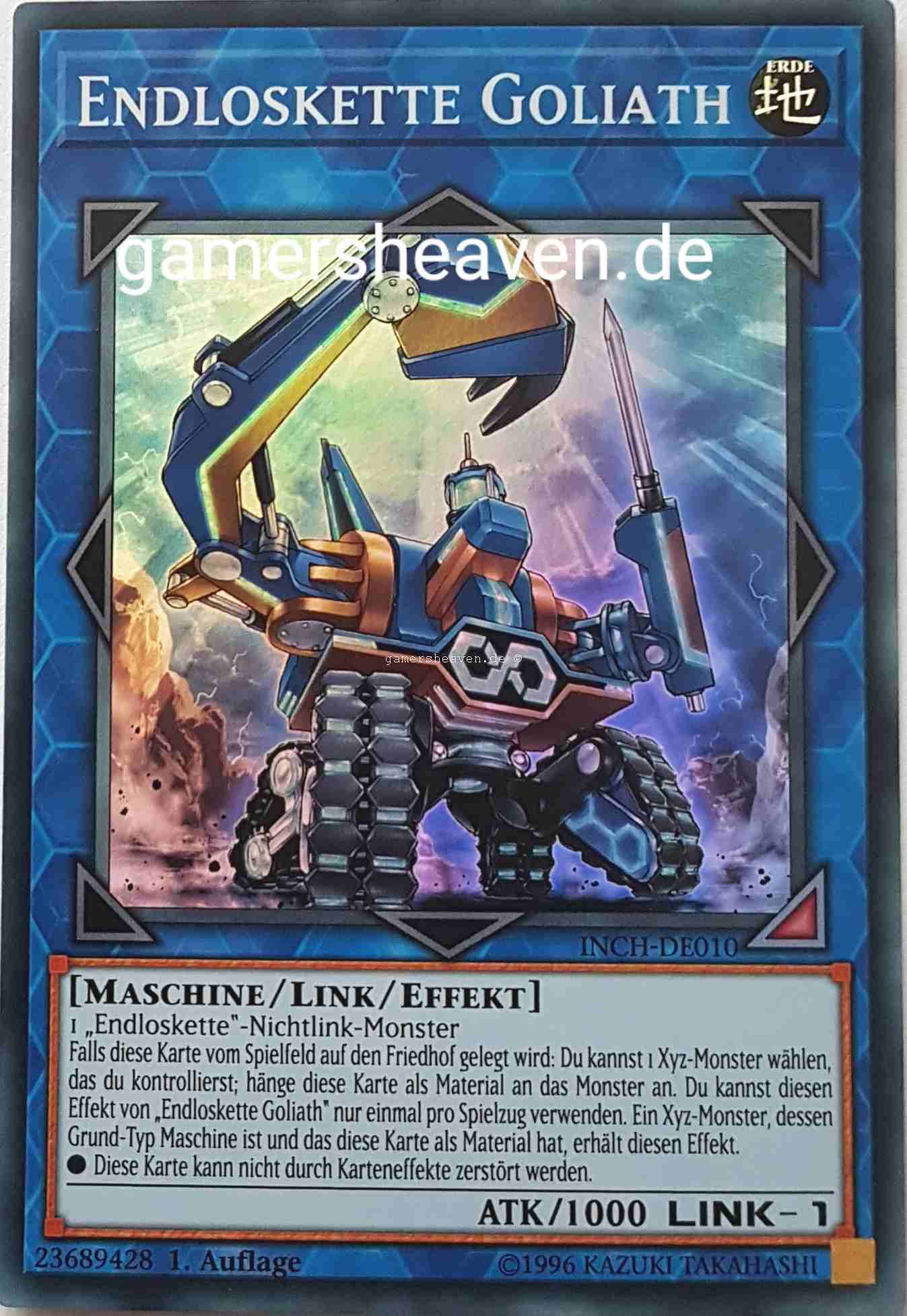 Endloskette Goliath INCH-DE010 ist in Super Rare Yu-Gi-Oh Karte aus The Infinity Chasers 1.Auflage