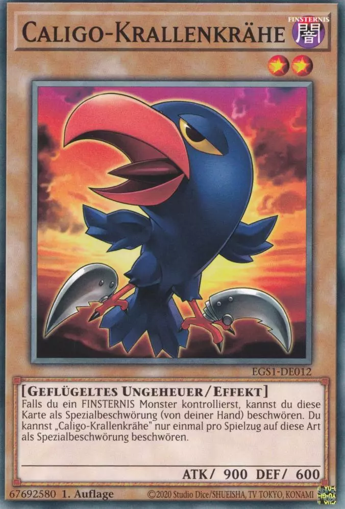 Caligo-Krallenkrähe EGS1-DE012 ist in Common Yu-Gi-Oh Karte aus God Deck Slifer 1.Auflage