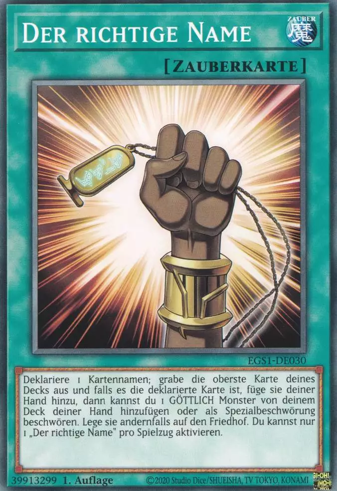 Der richtige Name EGS1-DE030 ist in Common Yu-Gi-Oh Karte aus God Deck Slifer 1.Auflage