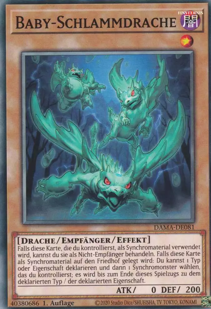 Baby-Schlammdrache DAMA-DE081 ist in Common Yu-Gi-Oh Karte aus Dawn of Majesty 1.Auflage