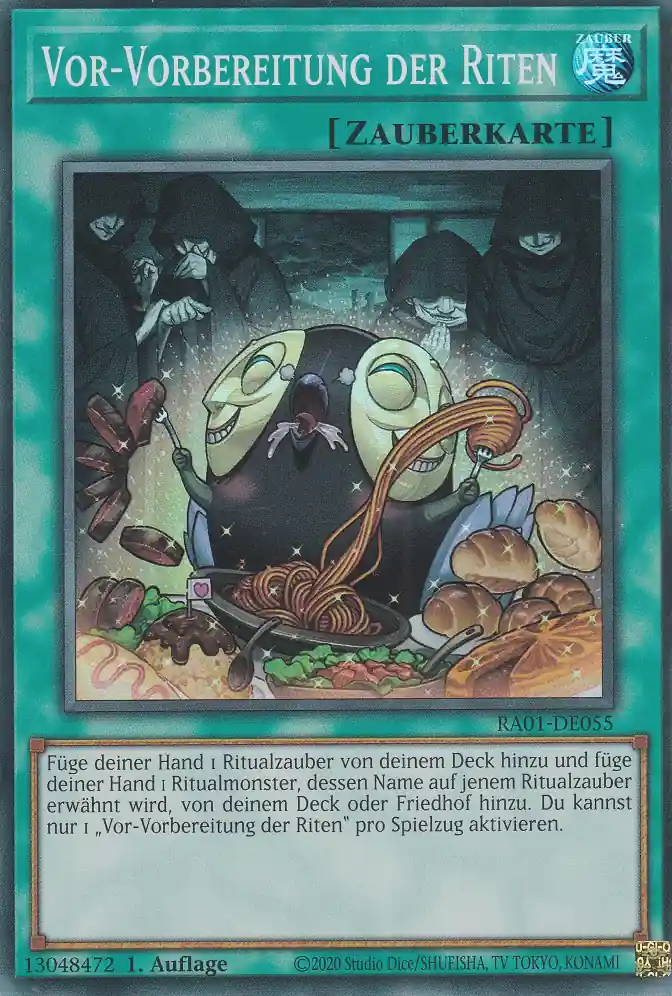 Vor-Vorbereitung der Riten RA01-DE055 ist in Super Rare Yu-Gi-Oh Karte aus 25th Anniversary Rarity Collection 1.Auflage