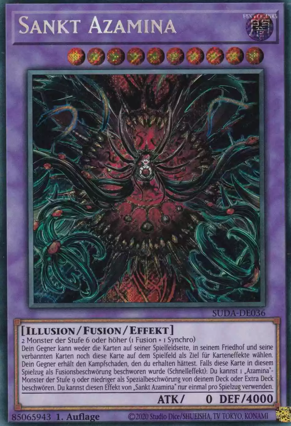 Sankt Azamina SUDA-DE036 ist in Secret Rare Yu-Gi-Oh Karte aus Supreme Darkness 1.Auflage